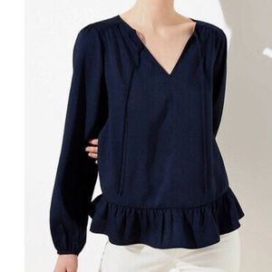 LOFT Brand new Split Neck Ruffle Blouse.